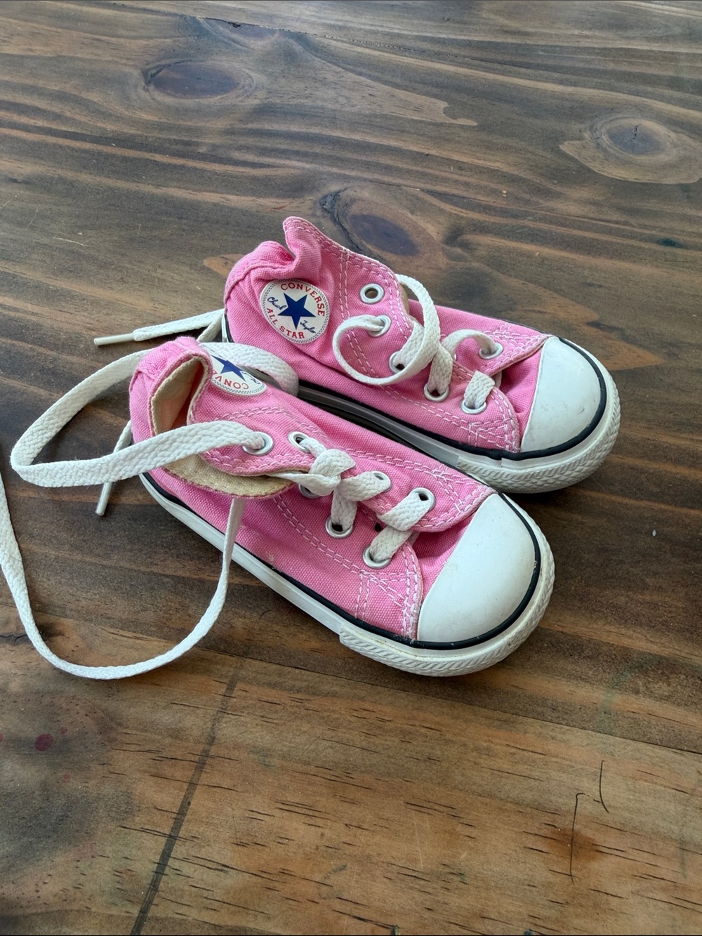 Converse Kids Pink Low-Top Canvas Sneakers with White Trim